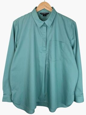 French Connection Henley Oversized Blouse - Teal - Size L